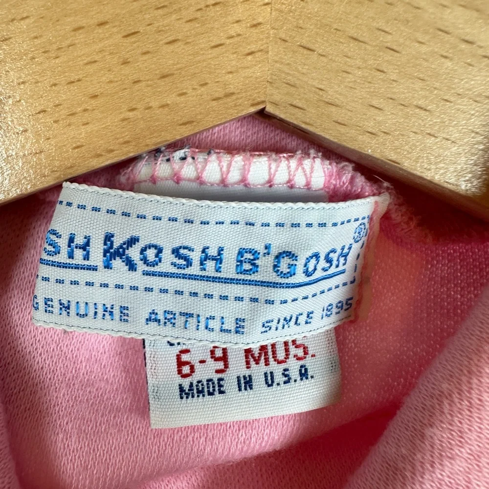 VTG Osh Kosh B'Gosh Pink White Roses Overalls Romper Turtleneck Set‎ 6/9M USA